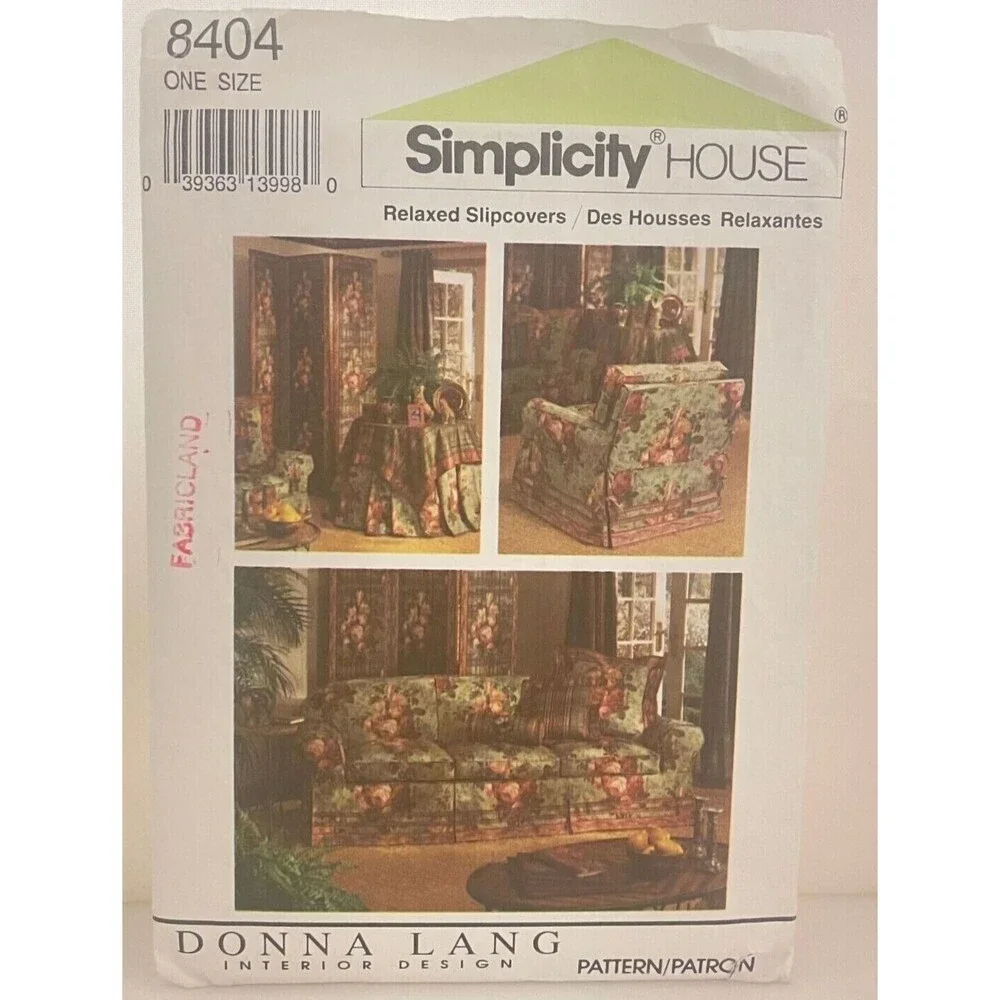#8404 Simplicity House Decor Sofa Covers Sewing Pattern